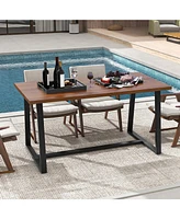 Gouun Large Dining Table with Heavy-duty Metal Frame and Anti-slip Foot Pads