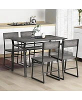Gouun 5 Piece Dining Table Set with Storage Rack and Metal Frame