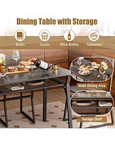 Gouun 5 Piece Dining Table Set with Storage Rack and Metal Frame