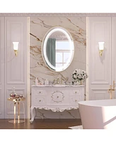 keonjinn Oval Led Wall Mirror Bathroom Vanity with Dimmable and Anti-Fog