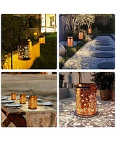 LAGarden Mushroom Solar Lantern Outdoor Hanging Waterproof Metal Decor Light Christmas Gifts Yard Patio Porch 2Pack