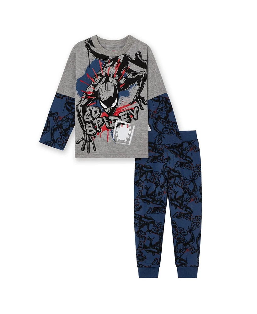 Spider-Man Toddler Boys Marvel Avengers T-Shirt and Fleece Pants Outfit Set