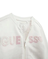 Guess Baby Girl Short Sleeve Bodysuit, Active Zip-Up Sweatshirt, and Pant, 3-Piece Set