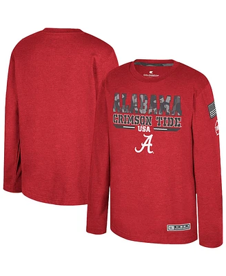 Colosseum Big Boys and Girls Heather Crimson Alabama Tide Oht Military Appreciation Oorah Long Sleeve T-Shirt