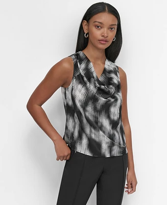 Dkny Women's Printed Cowlneck Top