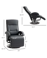 Homcom Swivel Recliner Chair with Footrest and Armrest,