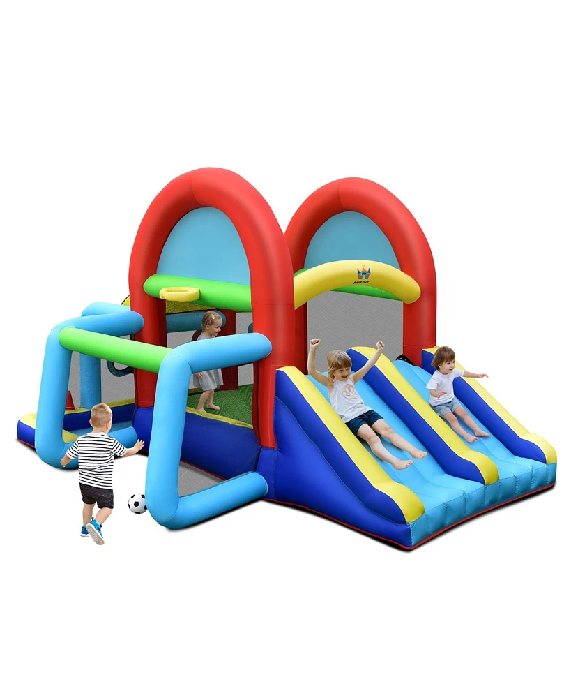 Gymax Kids Inflatable Bounce House Bouncer Castle w/ Double Slides Without Blower