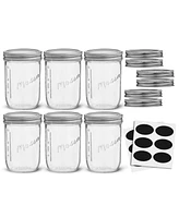 JoyJolt Wide Set of 6 Mason Jars with Airtight Lids