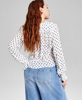 And Now This Women's Ruffle Front Long-Sleeve Blouse, Exclusively at Macy's