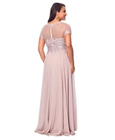 Xscape Women's Boat-Neck Sequin Mesh Gown