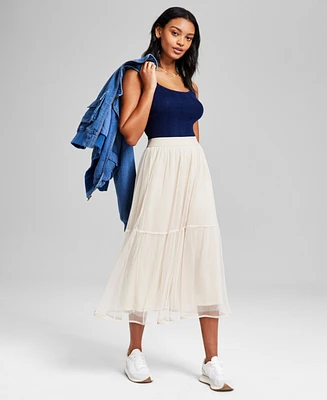 And Now This Women's Pull-On Tiered Tulle Midi Skirt, Exclusively at Macy's