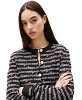 Tommy Jeans Women's Cropped Logo-Knit Crewneck Cardigan