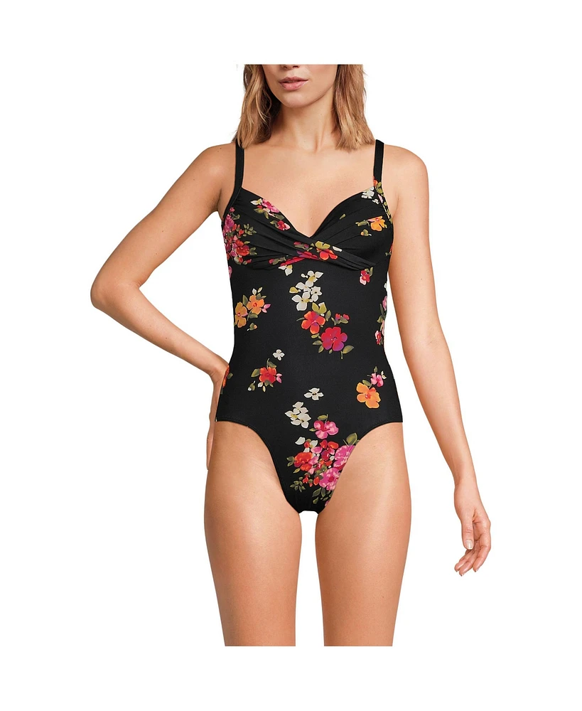 Lands' End Women's Sculpting Suit Draped One Piece Swimsuit