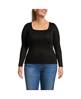 Lands' End Plus Long Sleeve Rib Square Neck Tee