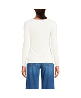 Lands' End Women's Long Sleeve Rib Square Neck Tee