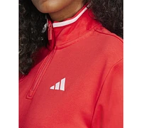 adidas Women's Essentials Color Pop French Terry Cropped Quarter Zip Top