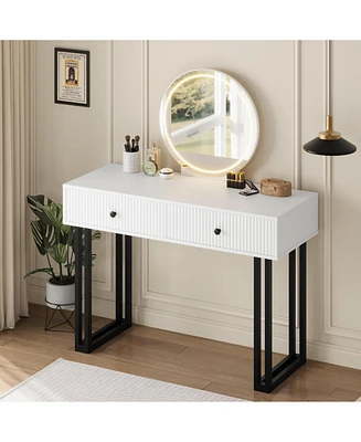 gaomon Vanity Desk with Mirror and Lights; Makeup Vanity with 3 Color Lights and Adjustable Brightness