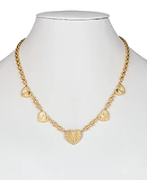 Patricia Nash Gold-Tone Pave Textured Heart Statement Necklace, 18" + 3" extender