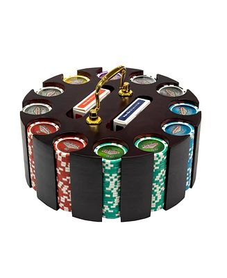 Slickblue Las Vegas Poker Chip Set (300 Count) in Wooden Carousel - Clay Composite