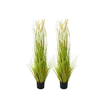 gaomon 2Pcs 4Ft Artificial Grass with Pots, Wheat Grass Green Leaves Fake Plants, Realistic Foxtail Grass Pampas Grass Plants for Home Garden