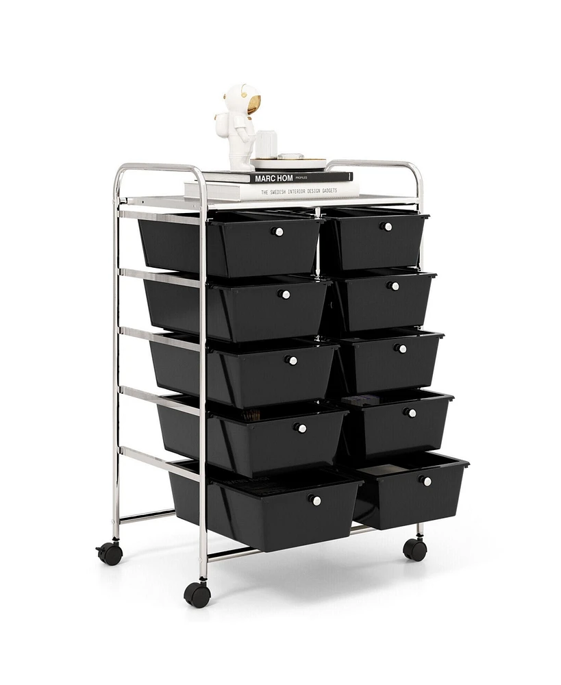 Gouun 10-Drawer Rolling Storage Cart