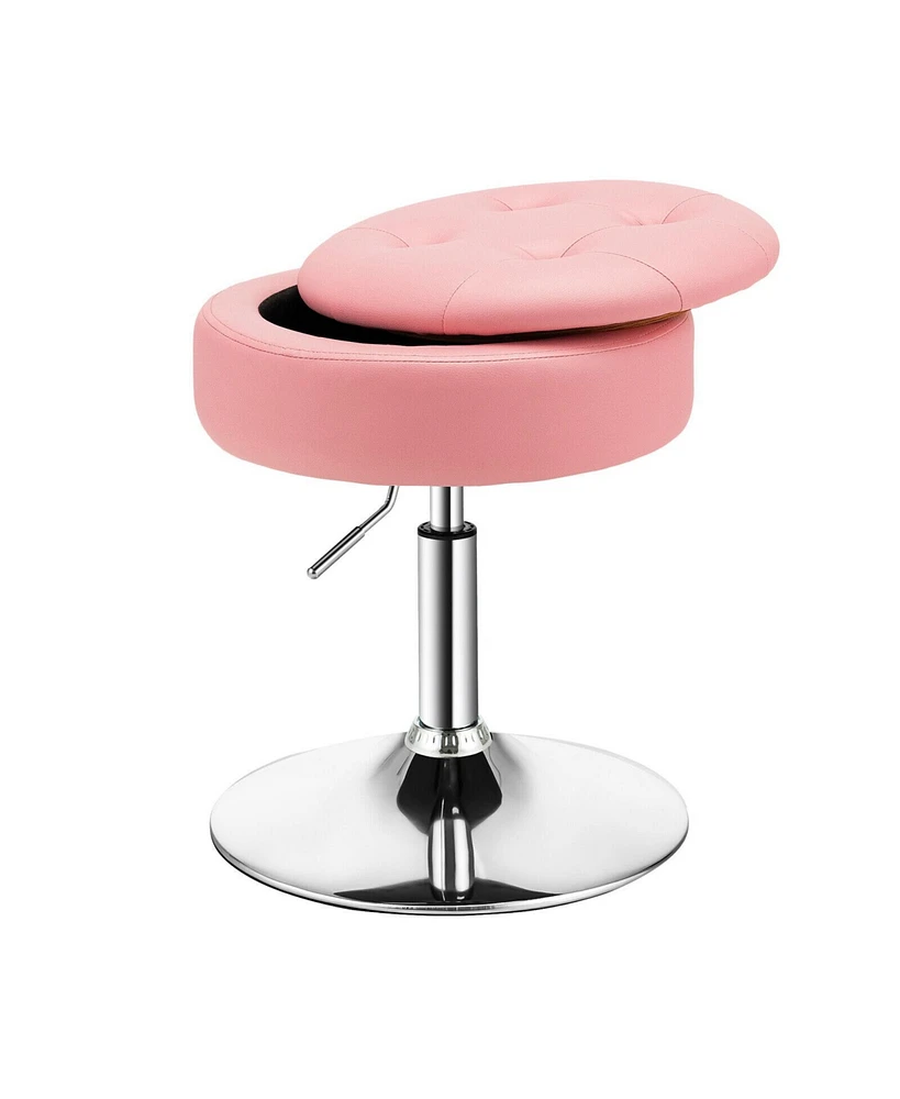 Gouun Adjustable 360° Swivel Storage Vanity Stool with Removable Tray