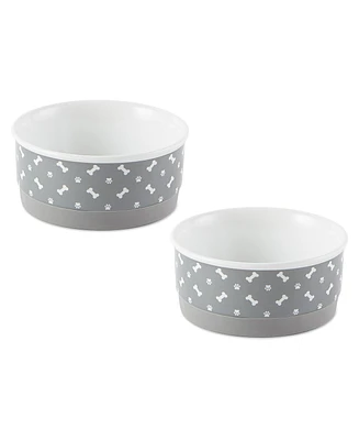 Bone Dry Rose & Paw Print Pet Bowl Set/2