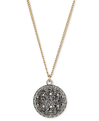 Patricia Nash Two-Tone Crystal Filigree Pendant Necklace, 32" + 3" extender