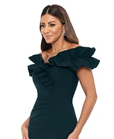 Xscape Women's Ruffled Off-The-Shoulder Side-Slit Gown