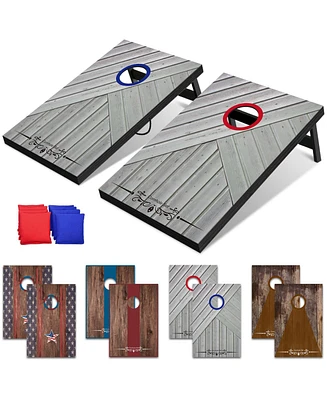 Inolait Outdoor Game Cornhole Boards Regulation Size Corn Holes Set Bean Bag Toss with 8 Bean Bags