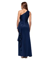 Xscape Women's Ruffled One-Shoulder Scuba Gown