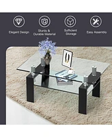 Gouun Rectangle Glass Table with Metal Legs for Living Room