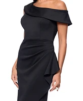 Xscape Women's Asymmetric-Neck Side-Drape Dress