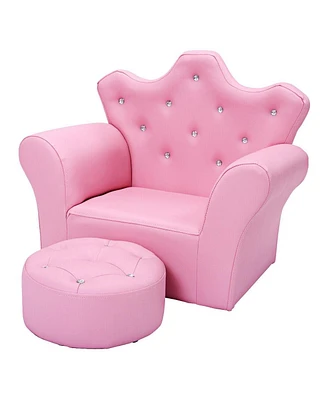 Gouun Kids Sofa Armrest Couch with Ottoman