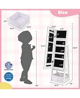 Gouun Free-Standing Full Length Kids Jewelry Armoire Cabinet with Storage Capacity