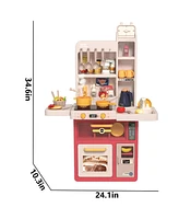 Sugift Kids Kitchen Playset, Pretend Play Kitchen with Sounds and Lights, Cooking Stove Steam,Play Sink and Play Food,Toy Kitchen Set for Kids Toddler