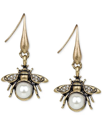 Patricia Nash Gold-Tone Pave & Imitation Pearl Bee Drop Earrings