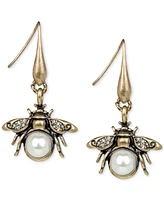 Patricia Nash Gold-Tone Pave & Imitation Pearl Bee Drop Earrings