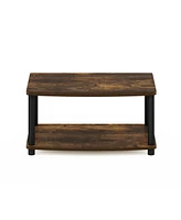 Furinno Turn-n-Tube No Tools 2-Tier Elevated Tv Stands, Amber Pine & Black