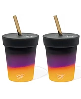 Silipint Kids Straw Tumblers 8oz: 2 pk - Sun Storm