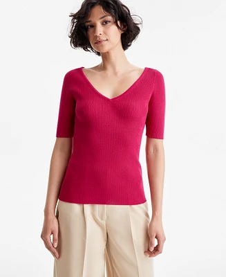 Boss Orange Women's V-Neck Ribbed Top