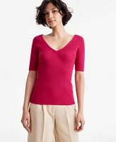 Boss Orange Women's V-Neck Ribbed Top