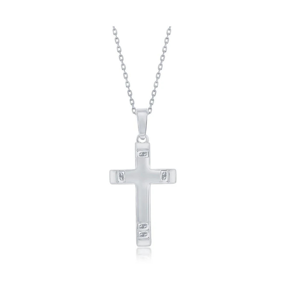 Simona Sterling Silver Textured Ends Cross Necklace