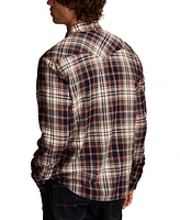 Lucky Brand Men's Indigo Plaid Western Long Sleeve Shirt