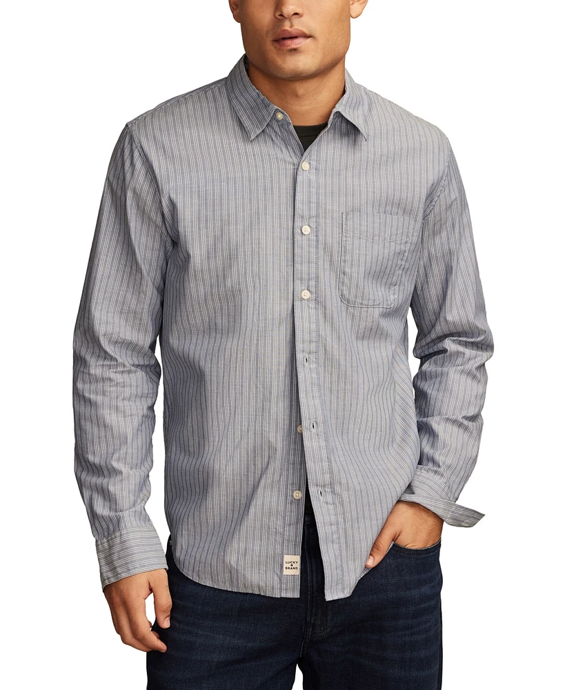 Lucky Brand Men's Striped San Gabriel One Pocket Long Sleeve Shirt