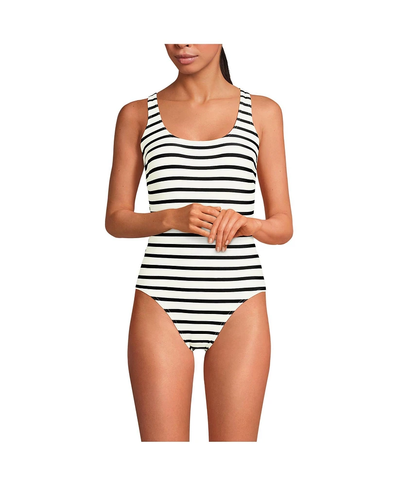 Lands' End Women's Petite Tugless X-Back One Piece Swimsuit