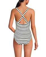 Lands' End Women's Petite Tugless X-Back One Piece Swimsuit