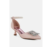 London Rag Onkana Diamante Brooch Kitten Heel Sandals