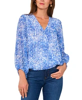 Vince Camuto Women's Printed V-Neck Balloon-Sleeve Faux-Wrap Top