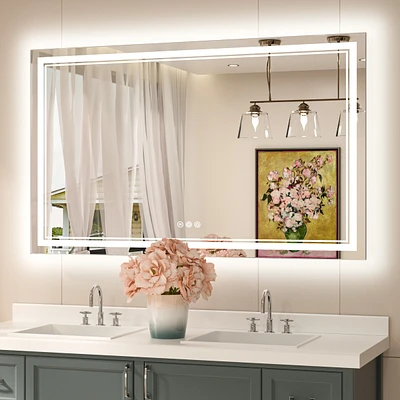 keonjinn 48x30 Led Bathroom Mirror with Frontlit and Backlit